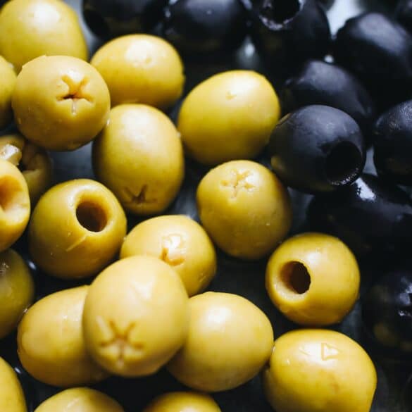 black and green olives